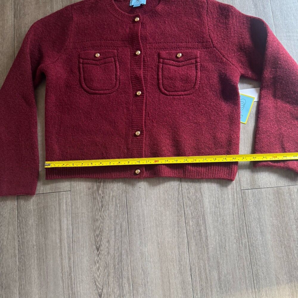 NWT CeCe Red Cardigan Sweater Large Blazer Preppy Office Thick Elegant MP $109 - Picture 8 of 14